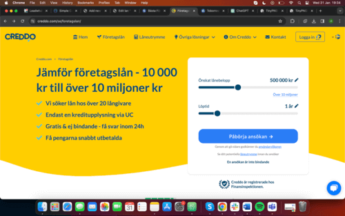 Creddo företagslån ansökning